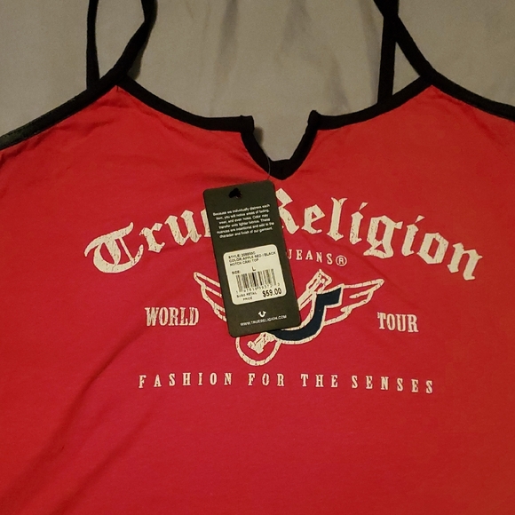 True Religion Red Tank with Black Accents - Picture 1 of 5